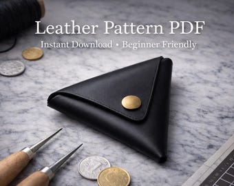 Dreieck Leder Geldbörse PDF Pattern - Digitale Vorlage für Lederarbeiten - DIY Kleine Beutel Muster - Instant Download - Origami Wallet