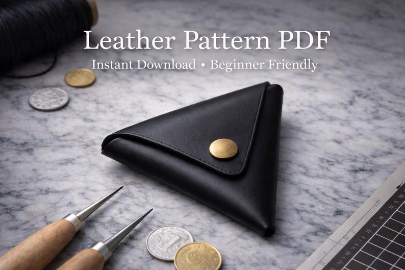 Triangle Leather Coin Purse PDF Pattern - Digital Template for ...
