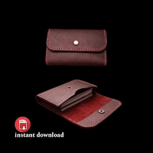 Cartera de cuero con broche / patrón de cuero en PDF / estuche para tarjetas de visita / tarjetero de cuero