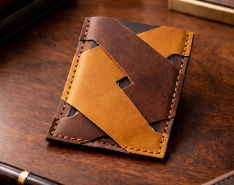 Leder Kartenhalter Muster PDF, Minimalistische Brieftasche Vorlage für Lederarbeiten, DIY Kreditkartenetui Muster, digitaler Download, PDF Muster