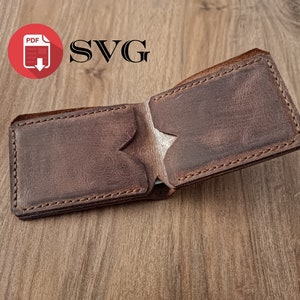 Wallet SVG and PDF pattern. Leather Card wallet template. Leather pattern
