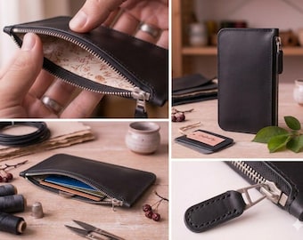 Geldbörse7. Leder Portemonnaie selber machen. Reißverschluss Geldbörse für Frauen