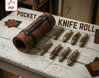 Pocket KNİFE Roll PDF Pattern | Uhrenorganizer aus Leder | DIY-Lederhandwerk | Sofort Download