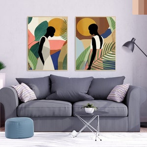 African Wall Art, Nordic Style Meets Africa Abstract, Traditional African Art, African Woman Art, African Decor, African Prints (Set of 2)