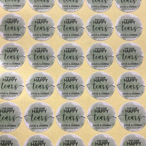 40 aangepaste stickers Happy Tears van 3 cm