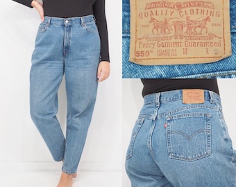Vintage Levi 550 Jeans | Very High Waisted | Tapered Leg | Relaxed Fit | Medium Wash | Approx Size 12 -14