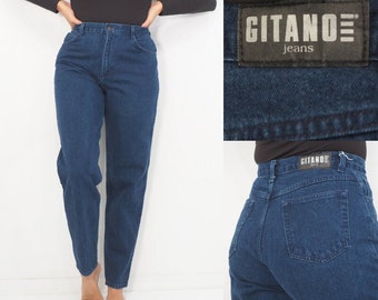 90s Vintage Gitano&#39;s | High Waisted | Tapered Leg | Relaxed Fit | Dark Wash | Approx Size 8
