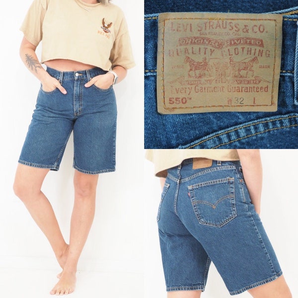 1999 Vintage Levi 550 Denim Shorts | High Waisted | Regular Fit | Medium Wash | Approx Women's Size 8 - 10