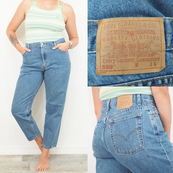 Vintage Levi 550 Jeans High Waisted Tapered Leg Relaxed Fit Medium Wash  Approx Size 12 Short 