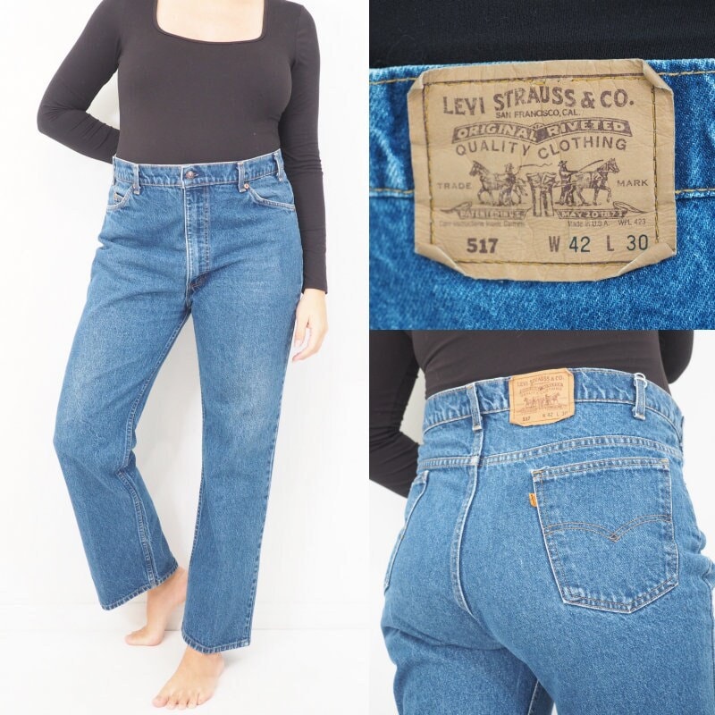 90s Vintage Levi 517 Orange Tab Jeans | Very High Waisted 90s Vintage Levi 517 Orange Tab Jeans | Very High Waisted