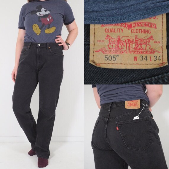 パンツ Levi's 505 fade black denim jeans y2k Black Levi 505 Jeans Y2K Skinny Straight Leg Jeans Mid Rise