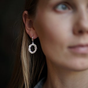 Dangle silver earrings for women, statement earrings, silver dangle earrings, big dangle earrings, earrings with texture