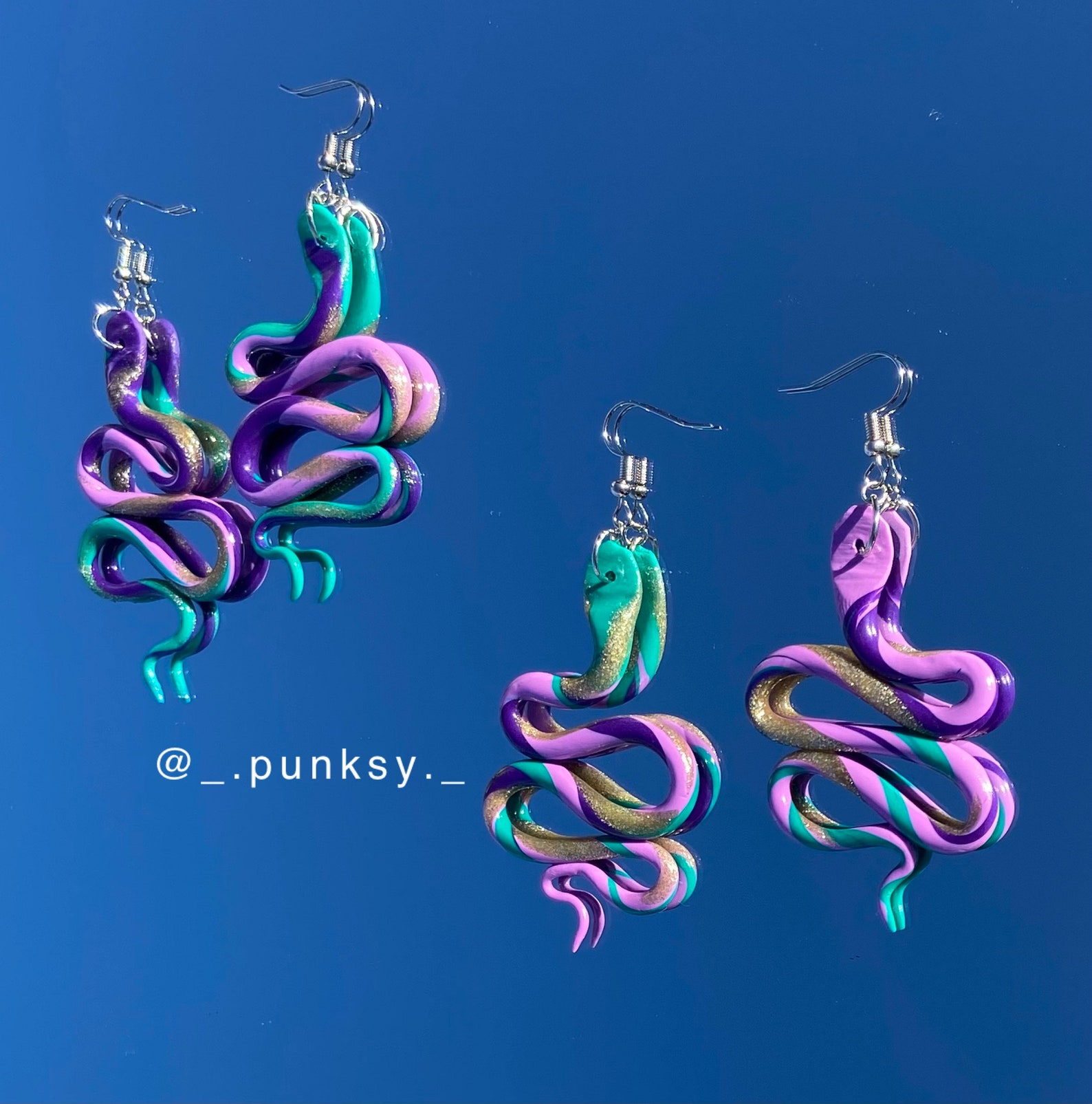 Handmade Polymer Clay Earrings Snakes Etsy