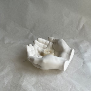 HAND TRAY jewelry bowl open hands decoration bowl bowl concrete bowl key tray open hands opened hand tea light image 5