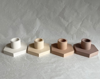 HEXAGON Candleholder - Candlestick - Candlestick hexagonal - Square stand - Candlestick - Concrete Ceramic Gypsum - Minimal Deco