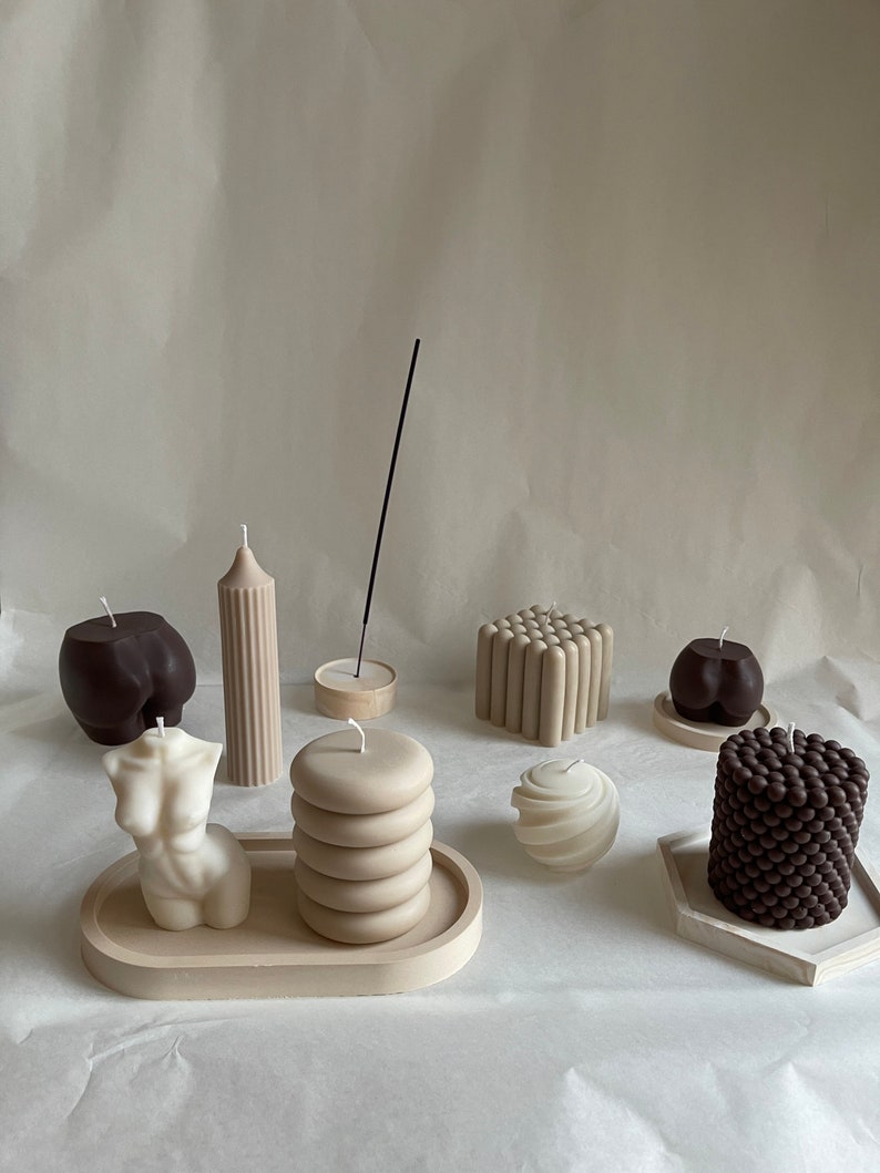 BAGEL Candle VEGAN Donut Disc Ripple Decoration Etsy