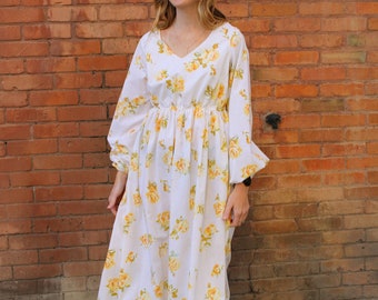 Vintage Handmade 1970s Bedsheet Dress - Yellow Flowers