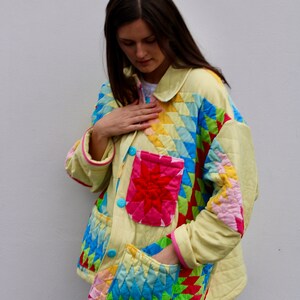 Vintage Quilt Jacket Coat of Many Colours Size 2-3XL image 10