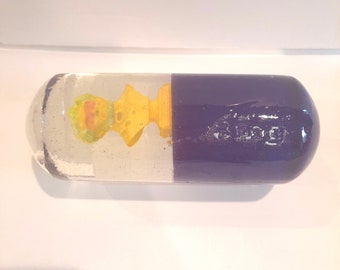 Pop-Art Resin Pill Sculpture, 6" Handmade Capsule Art