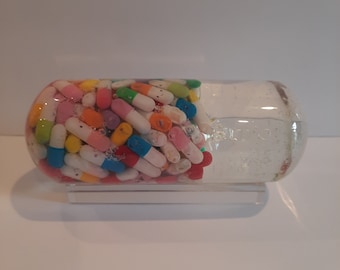 6-inch Resin Pill Sculpture, Handmade Pop Art Capsule