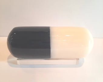 Handmade 6-inch Resin Pill Art, Custom Color Capsule