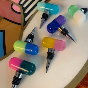 Custom pill bottle stopper you choose colors wine stopper