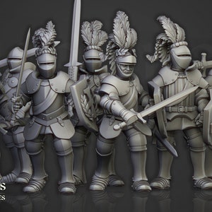Highlands Miniatures Reiksguard Sunland Knights on Foot - 10 Miniatures - 3D Print Miniature - Tabletop Miniatures