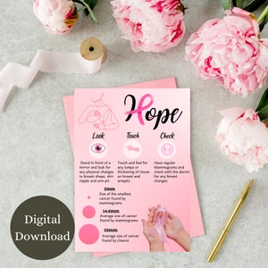 Cartel de concientización sobre el cáncer de mama, descarga digital, cartel de cáncer de mama, cartel de concientización sobre el cáncer, cartel de cáncer imprimible, cartel de lazo rosa