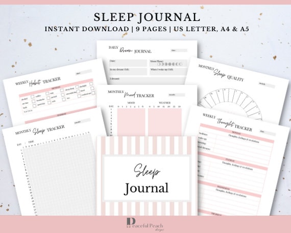 Printable Sleep Journal Daily Monthly & Weekly Sleep Log