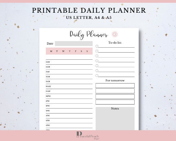 printable daily planner bullet journal undated daily etsy