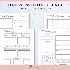 Fitness Essentials Bundle | Fitness Tracker | Workout Planner | Weight Loss Tracker | Meal Planner