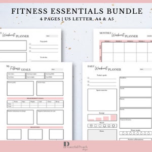 Fitness Essentials Bundle | Fitness Tracker | Workout Planner | Weight Loss Tracker | Meal Planner