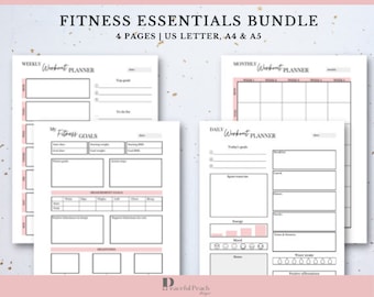 Fitness Essentials Bundle | Fitness Tracker | Workout Planner | Weight Loss Tracker | Meal Planner