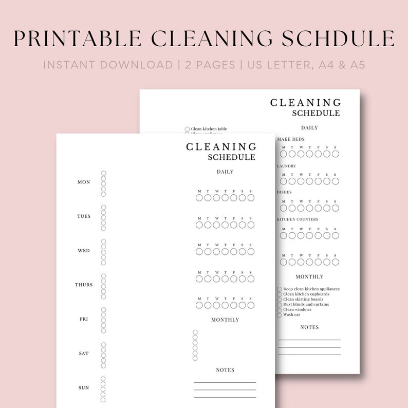 Cleaning Schedule | Chore Chart | Cleaning Planner | Cleaning Checklist ...