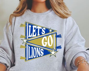 Let's Go Lions Pennant PNG: Szkolny strój duchowy (pobranie cyfrowe)