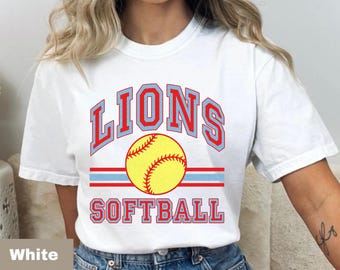 Lions Softball PNG: Projekt drużyny niebiesko-czerwonej (pobranie cyfrowe)