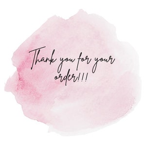 Peut inclure: Un arri&egrave;re-plan aquarelle rose avec le texte "Merci pour votre commande !!!"