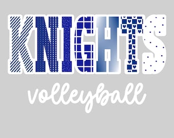 Custom Variety Font Team Volleyball Mascot PNG: Trendy patterns volleyball digital Download for DTF