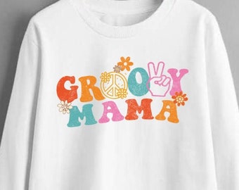 Groovy Mama PNG: Retro Floral Sublimation Design (Digital Download)