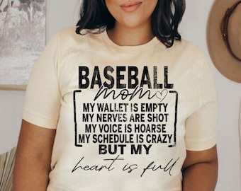 Baseball Mom Meine Brieftasche ist leer, Baseball Mom Mein Herz ist voll, Distressed Baseball Mom, digitaler Download, PNG Datei, printable Download
