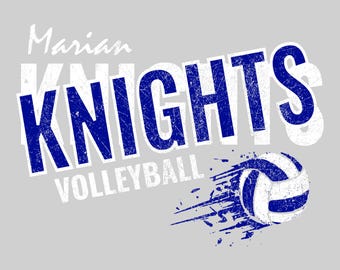 Custom Slanted Team Volleyball Mascot PNG: Trendy distressed volleyball digital Download for DTF