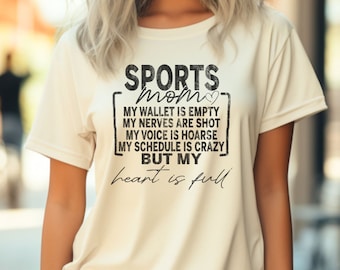 Sports Mom My Wallet is Empty, Sports Mom My heart is Full, Distressed Sports Mom, Digital Download, PNG File, Printable Download