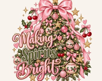 Archivo SVG PNG para alegrar el espíritu navideño: Lazo coqueto rosa (descarga digital)