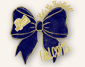 Distressed Custom Team Cheer Bow PNG File (Digital Download)