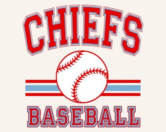 Chiefs Baseball PNG: Red and Carolina Blue (Digital Download)