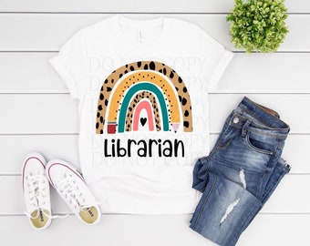Librarian Rainbow PNG: Leopard Print Design (Digital Download)
