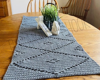 PATTERN Diamond Boho Table Runner, table runner, crochet pattern, crochet table cloth, crochet table runner