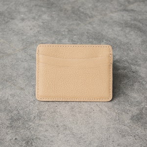 Minimalist Wallet for Women, Genuine Leather Cardholder, Leather Wallet Pouch, Leather Wallet for Women, minimalist cardholder, sand leather image 3