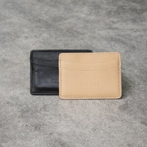 Minimalist Wallet for Women, Genuine Leather Cardholder, Leather Wallet Pouch, Leather Wallet for Women, minimalist cardholder, sand leather image 4