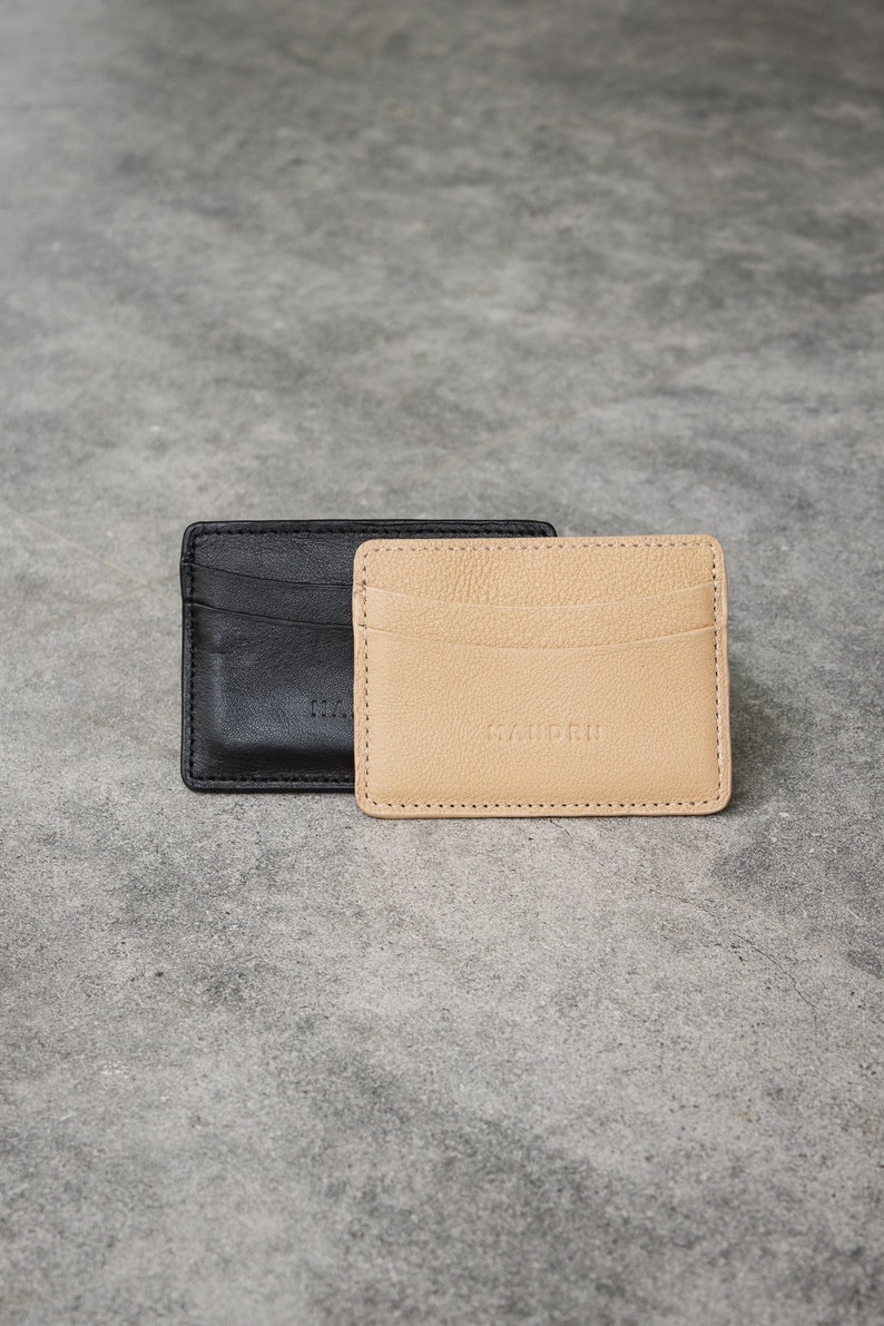 Minimalist Wallet for Women, Genuine Leather Cardholder, Leather Wallet Pouch, Leather Wallet for Women, minimalist cardholder, sand leather image 4